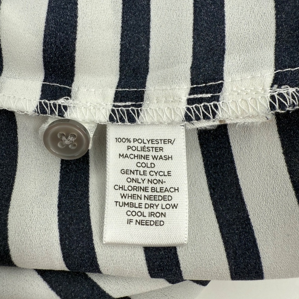 Loft Top Women Large Blue Striped Long Sleeve Sheer Nautical Coastal Lightweight - Picture 9 of 12